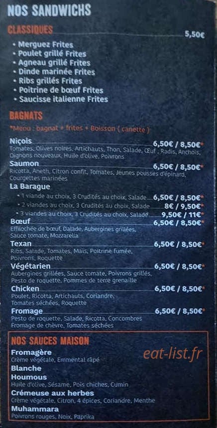 Snack la Baraque — carte page 3