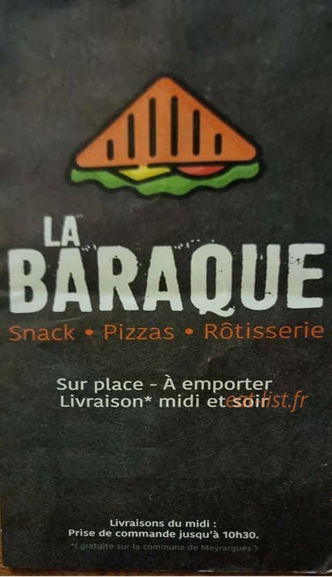 Snack la Baraque — carte page 1
