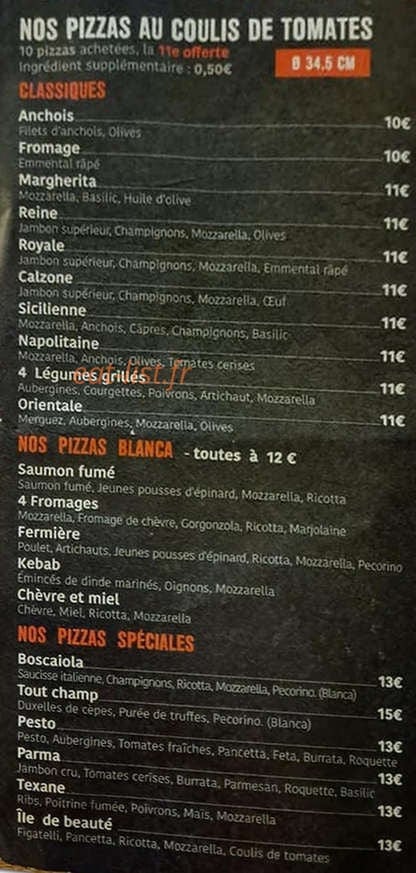 Snack la Baraque — carte page 2