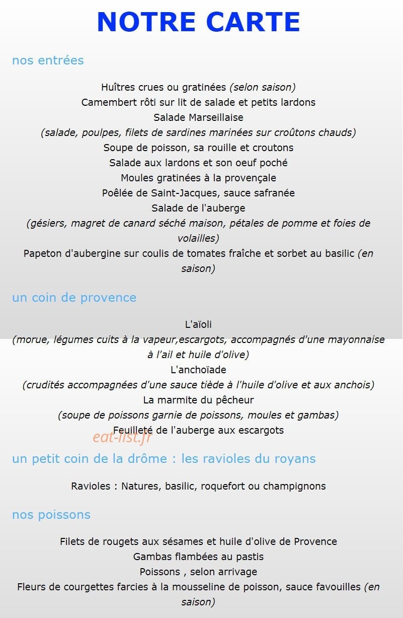 Auberge Aux Petits Pavés — carte page 3