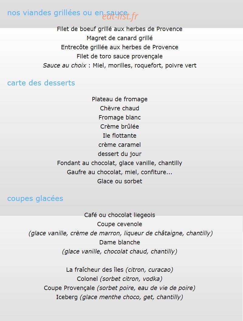 Auberge Aux Petits Pavés — carte page 4