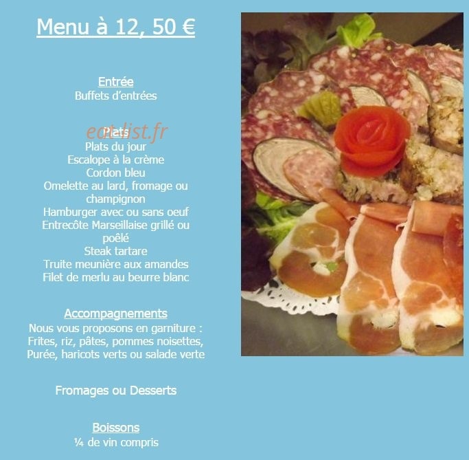 Brasserie le Bellevue — carte page 1