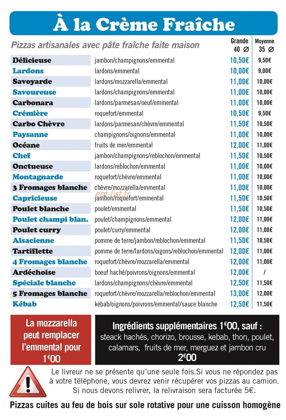 A Quoi Pizza — carte page 2