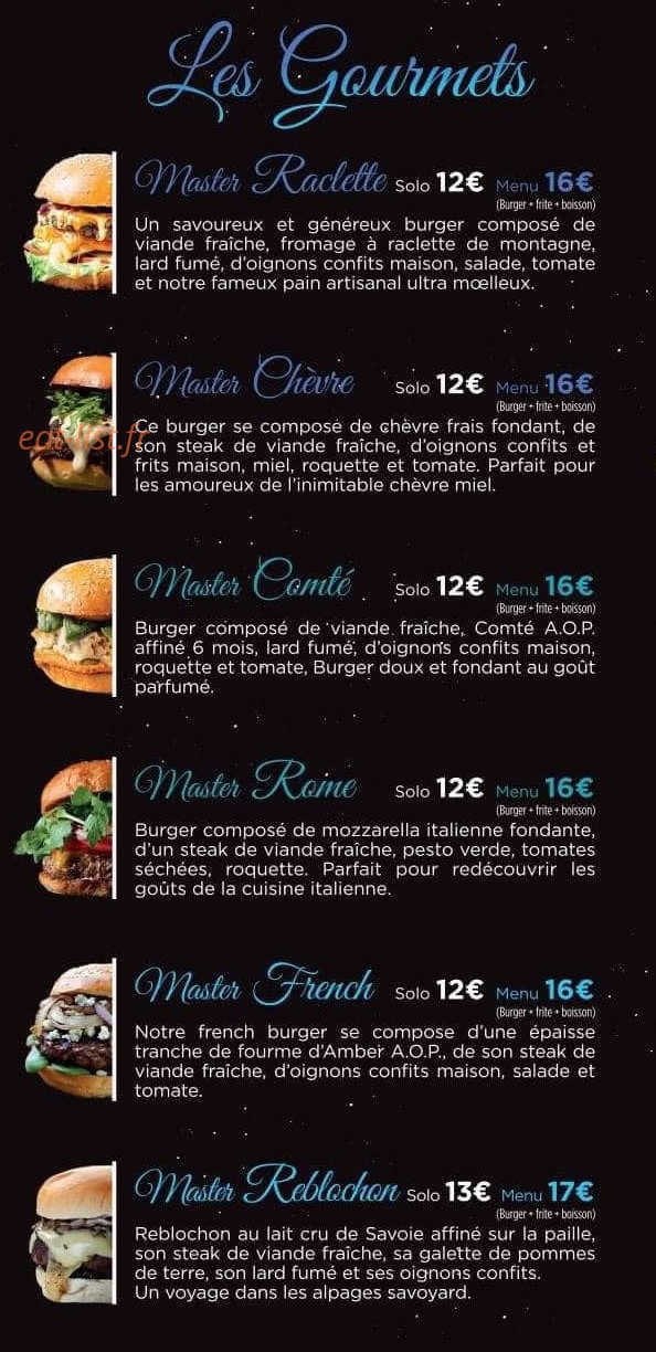 Master Burger — carte page 2