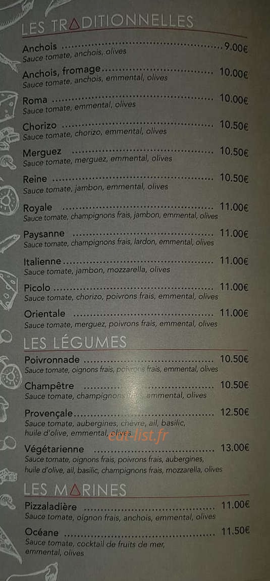 La Casa Pizza — carte page 1