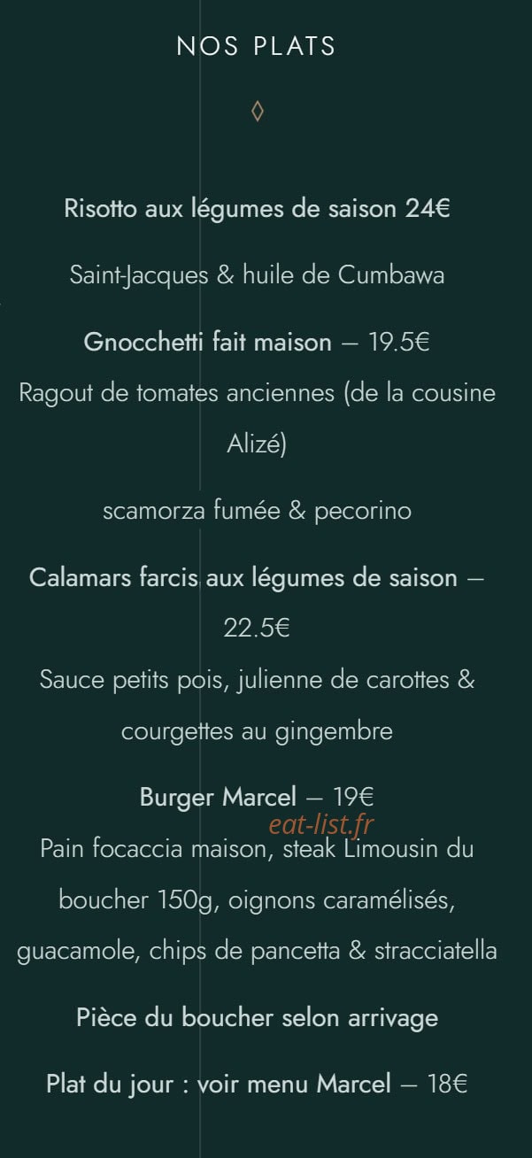 La table de Marcel — carte page 2