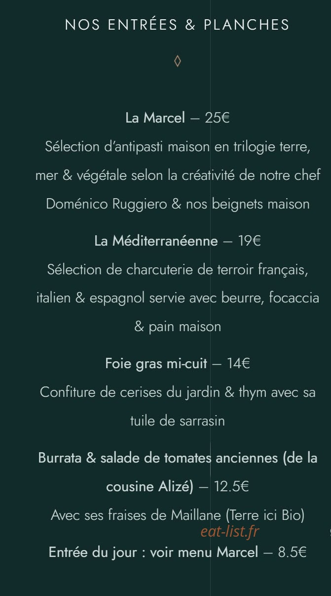 La table de Marcel — carte page 1