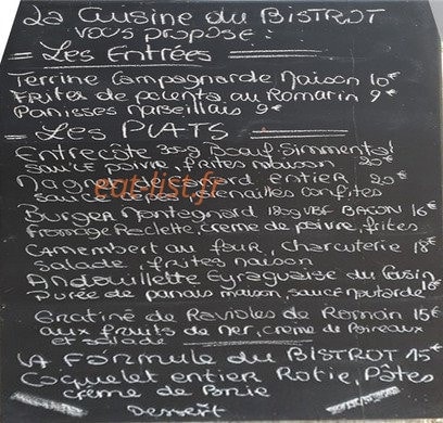 Le Bistrot Sous Les Platanes — carte page 1