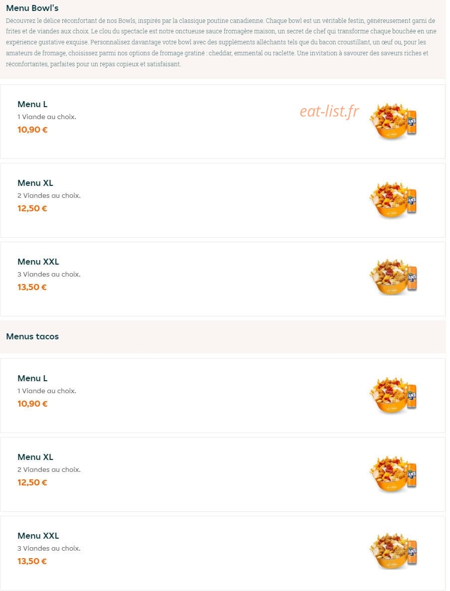 Biggy's Burgers — carte page 2