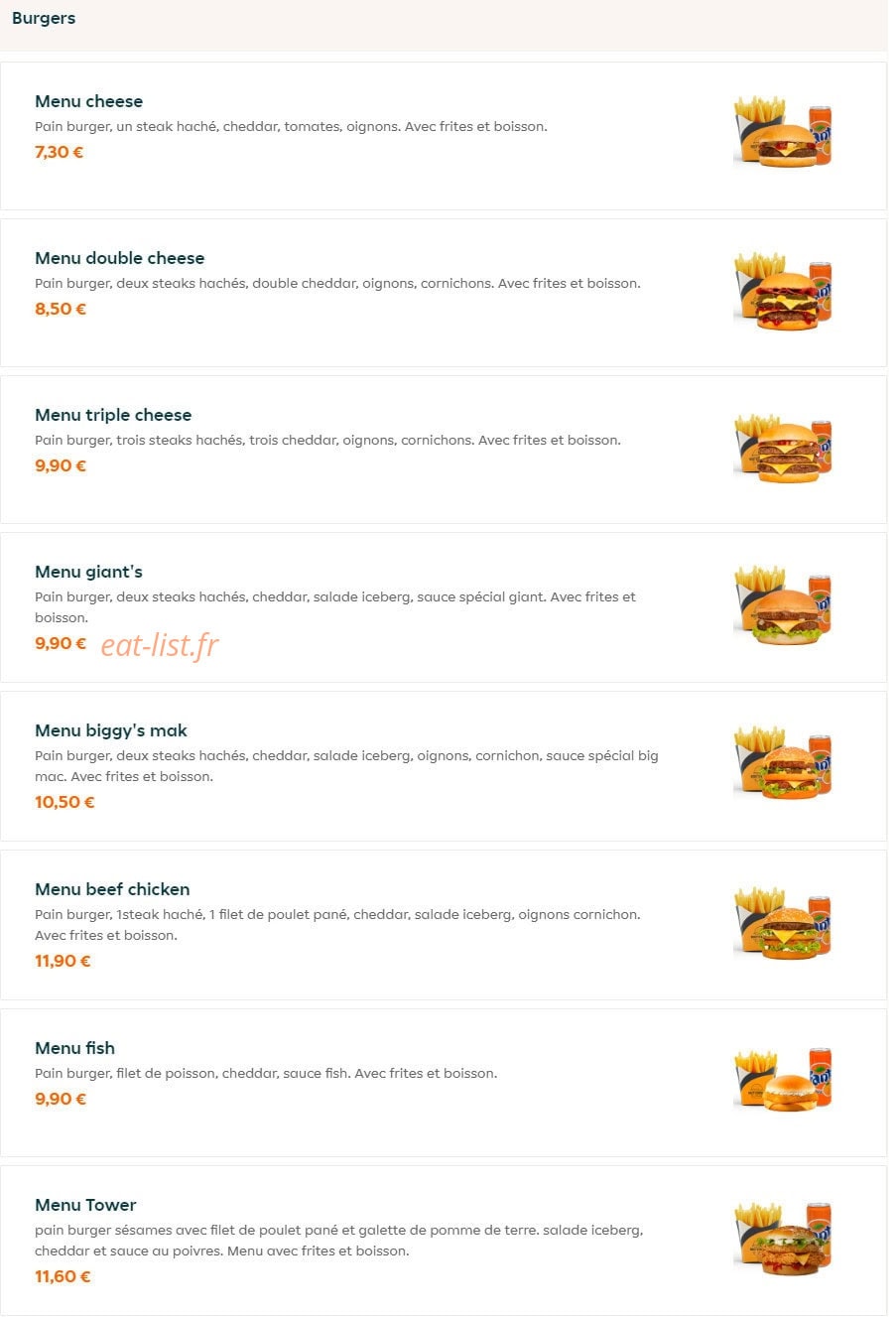 Biggy's Burgers — carte page 3