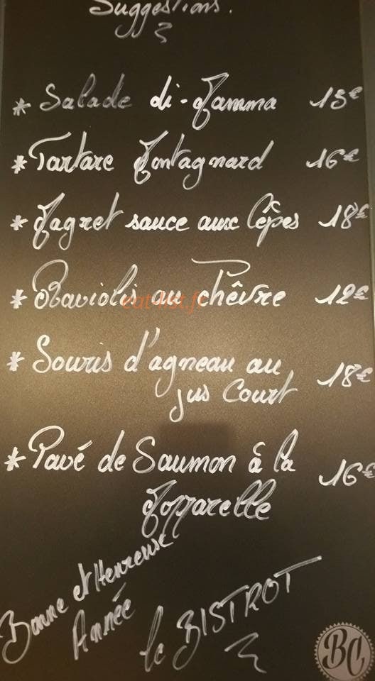 Bistrot du Cours — carte page 1