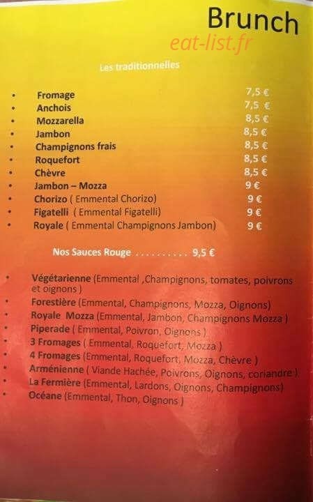 Brunch Pizzeria — carte page 1