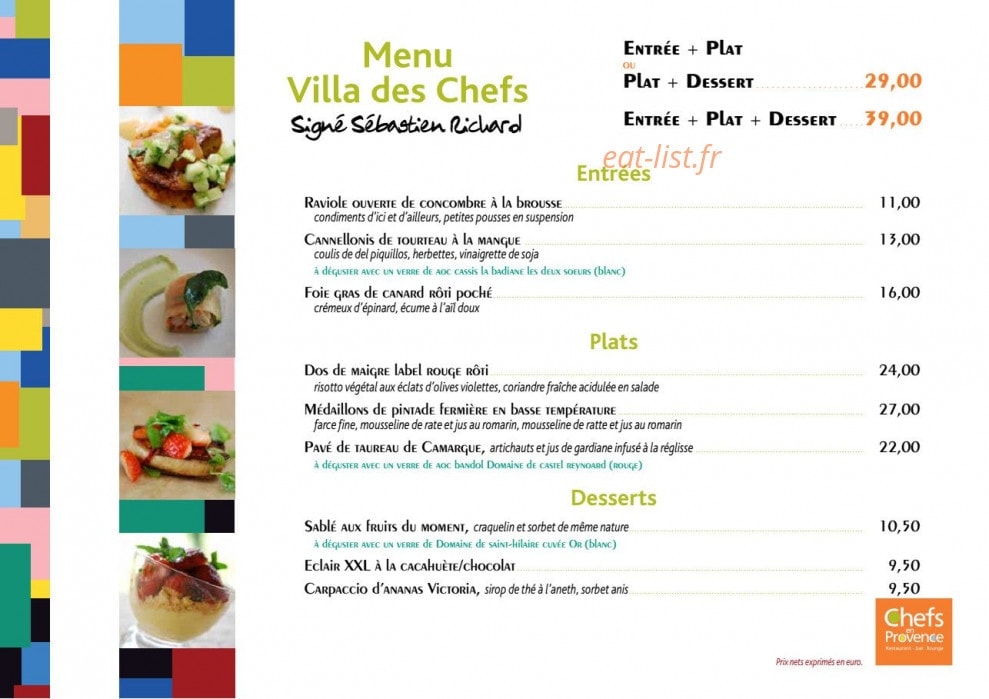 Chefs en Provence — carte page 2