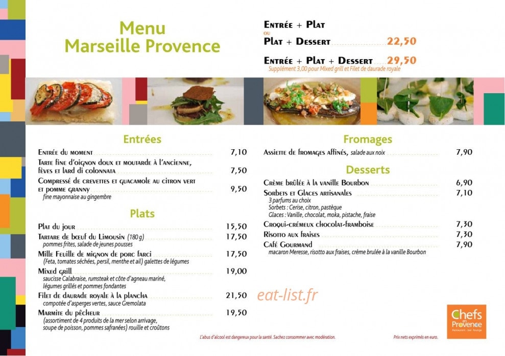 Chefs en Provence — carte page 1