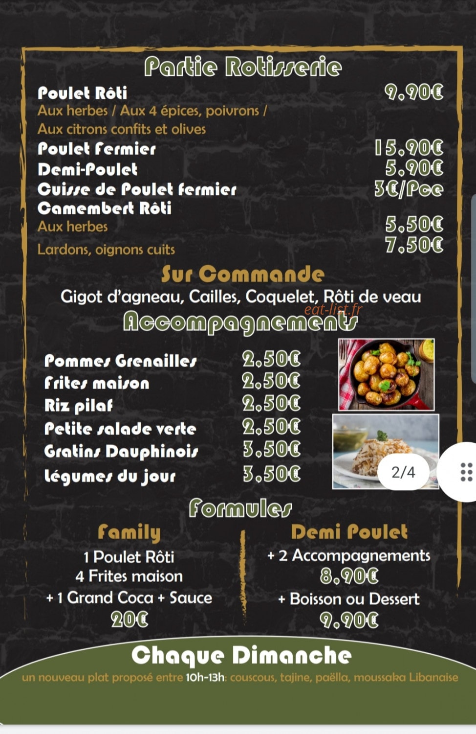 Côté rôtisserie — carte page 1