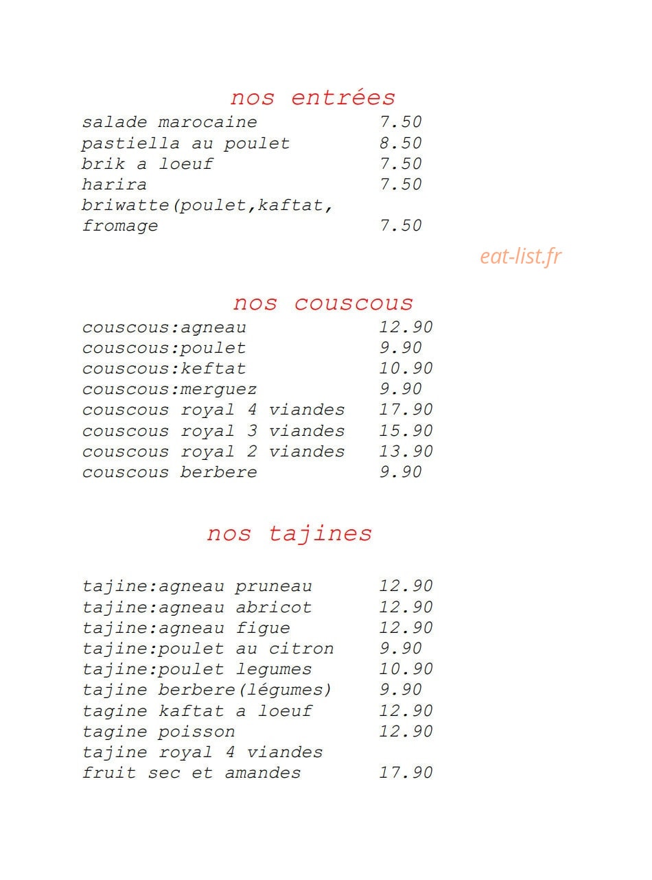 Couscous Aixpress — carte page 1