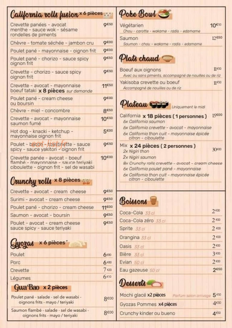 Konoha-sushi — carte page 2