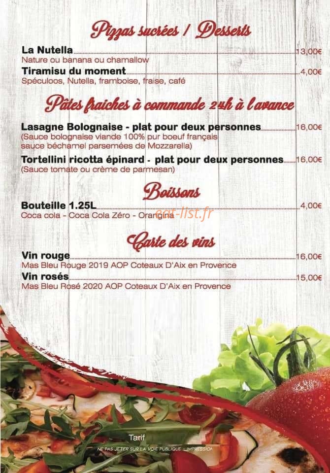 L'atelier pizza — carte page 4