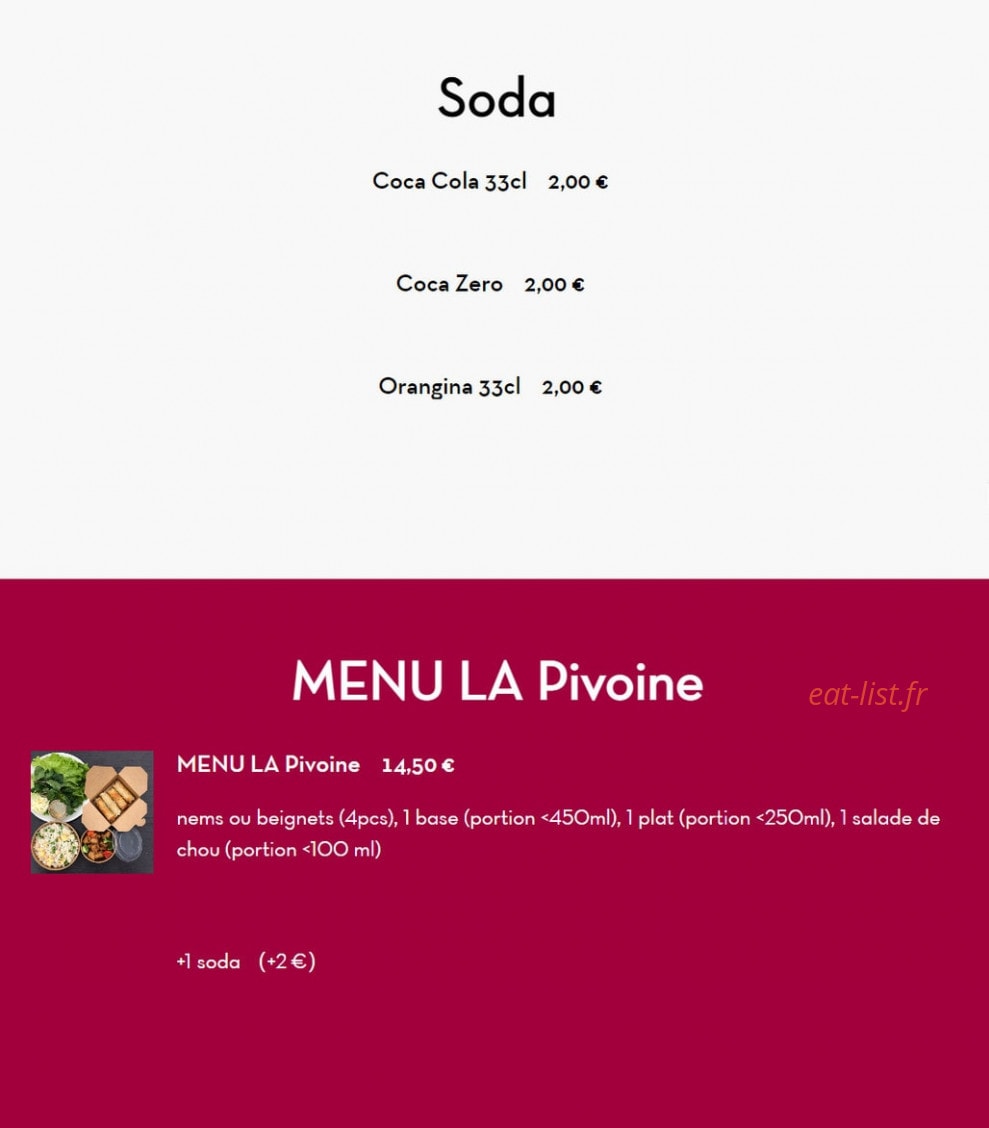 La Pivoine — carte page 1