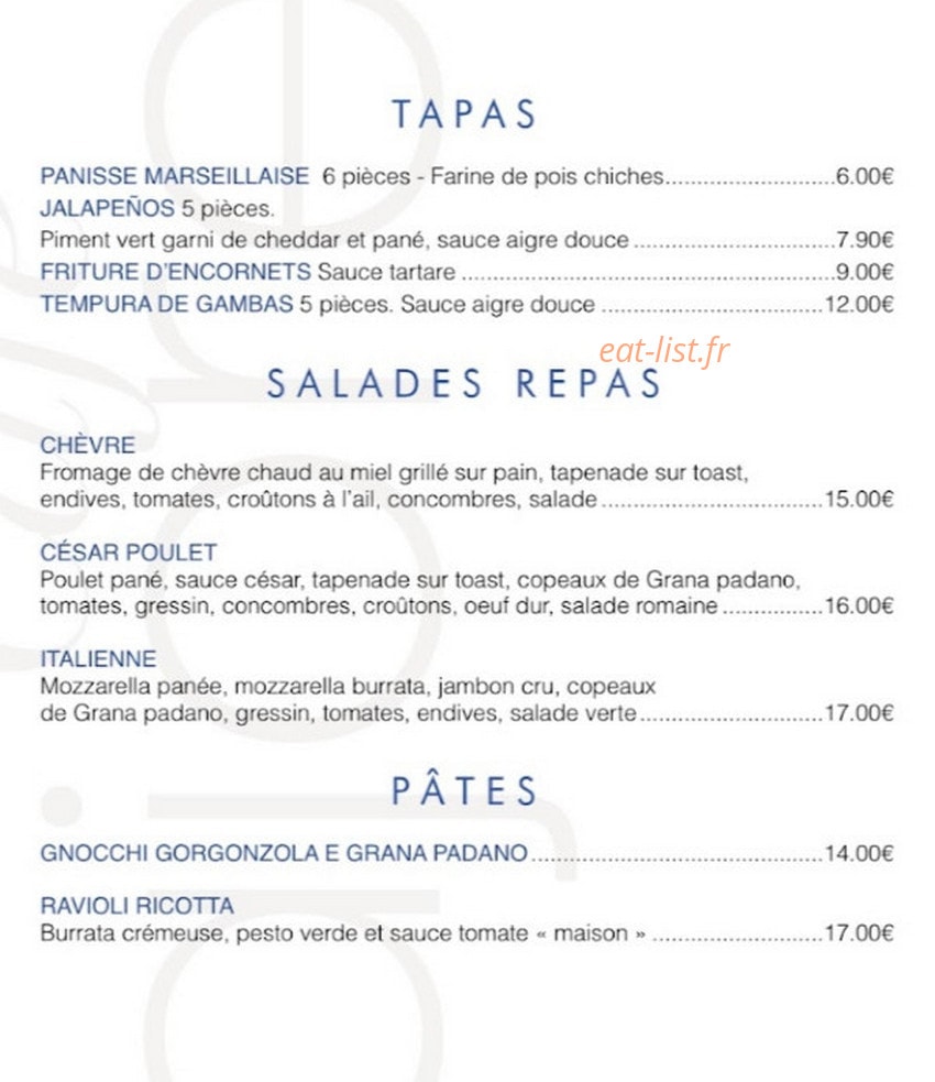 Majorelle Café — carte page 1
