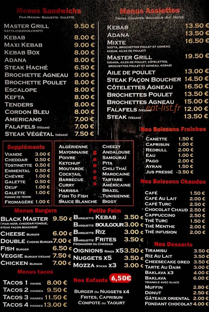 Master grill — carte page 1