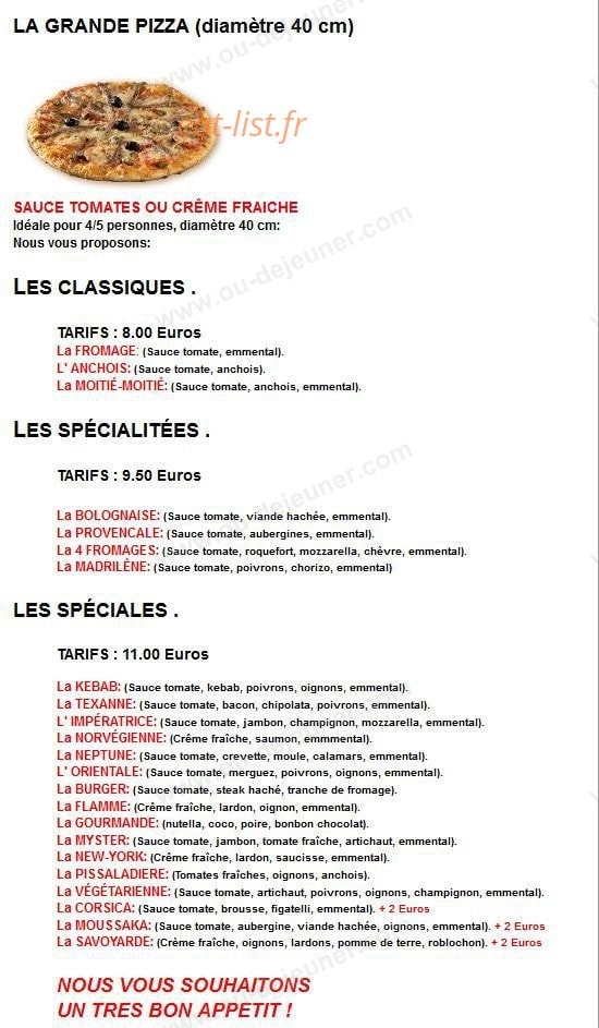 Myster Pizza — carte page 3