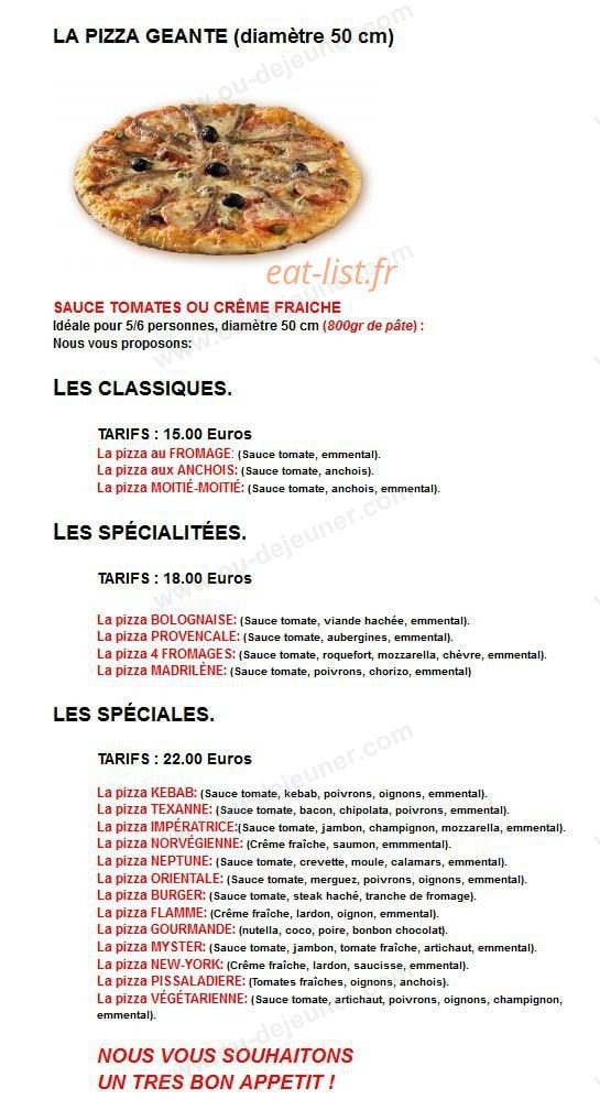 Myster Pizza — carte page 4