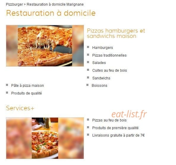 Pizzburger — carte page 1