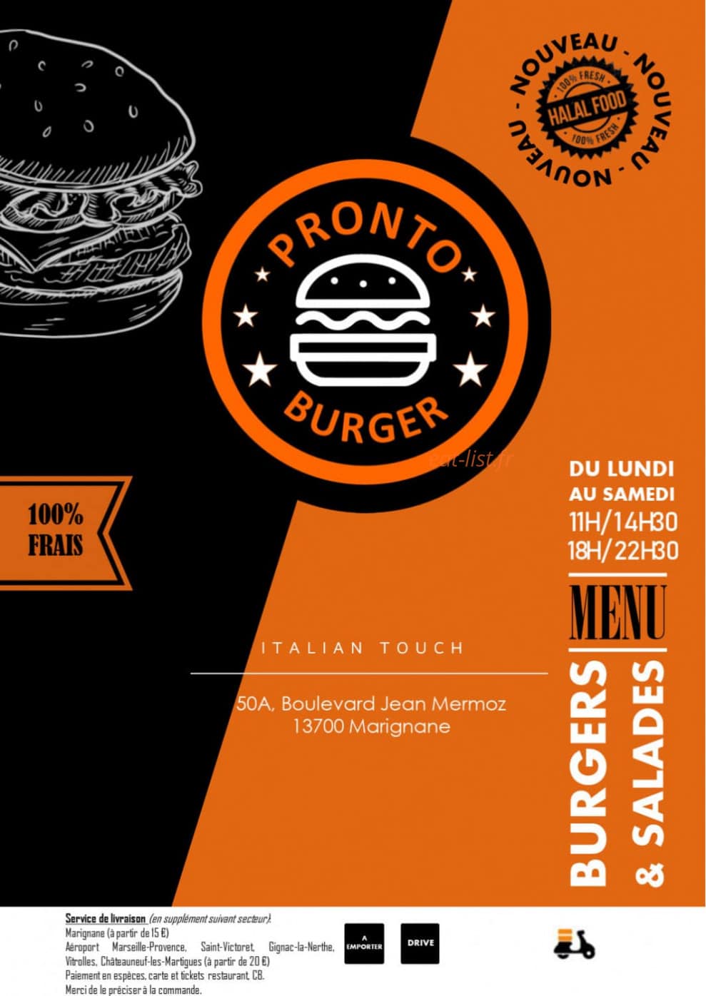 Pronto Burger — carte page 1