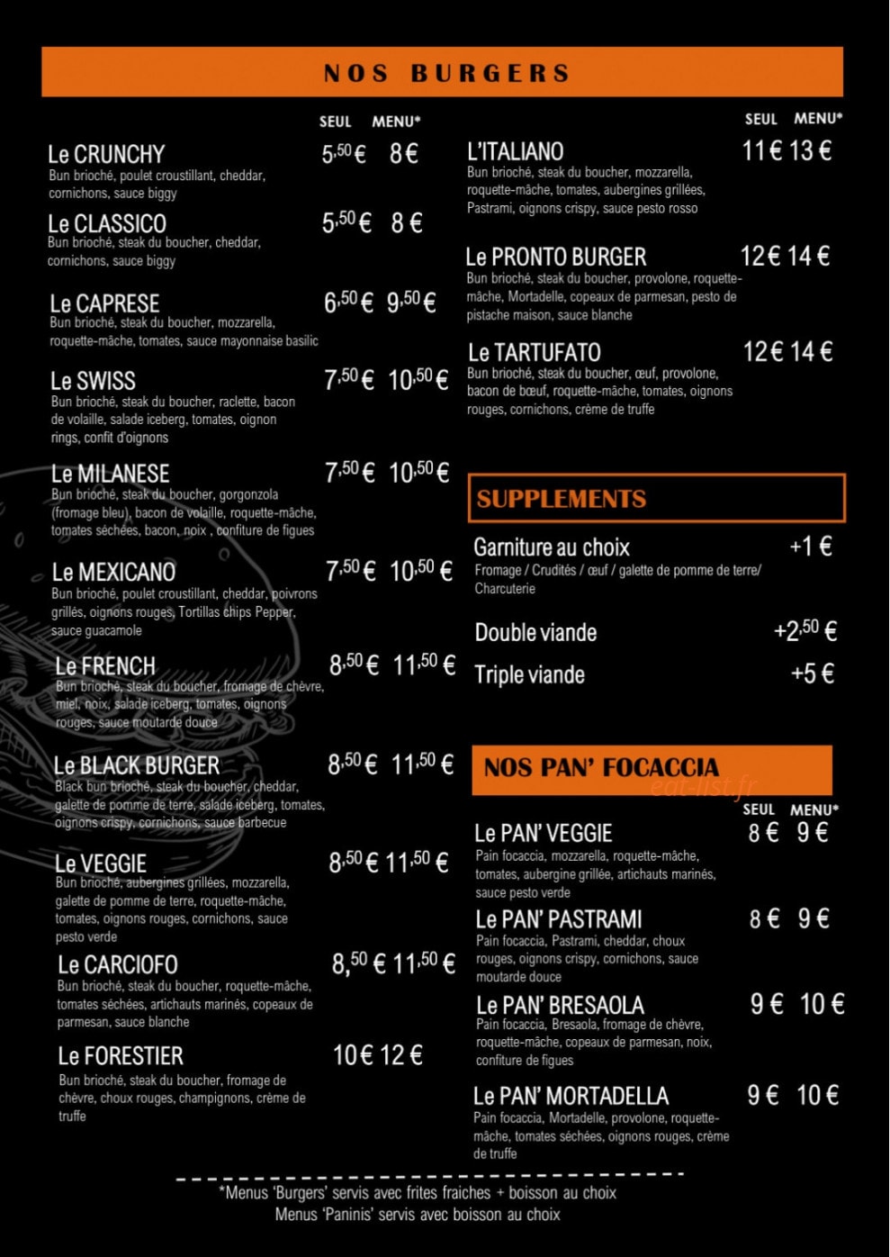Pronto Burger — carte page 2