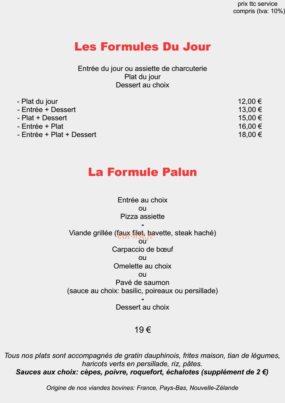 Restaurant le Palun — carte page 2