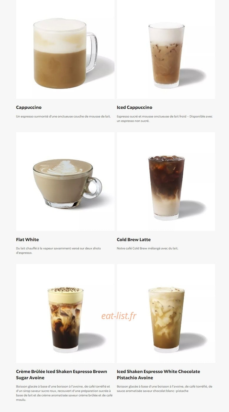 Starbucks Coffee — carte page 2