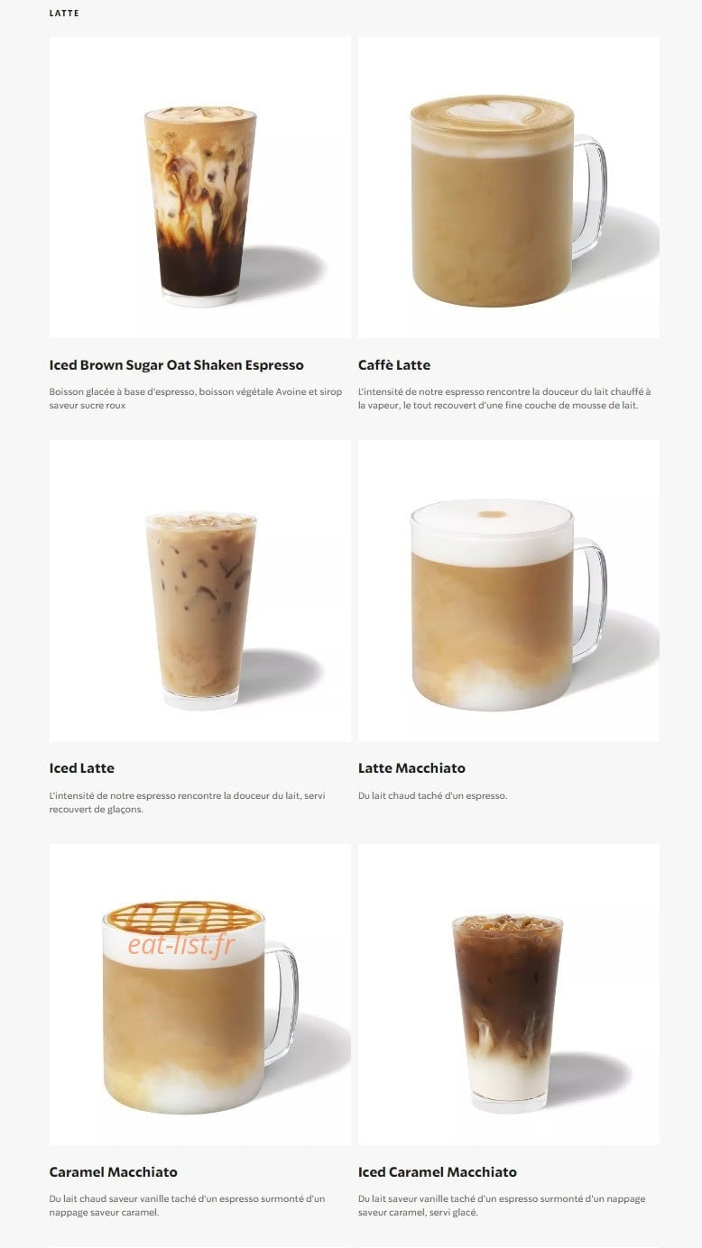 Starbucks Coffee — carte page 1