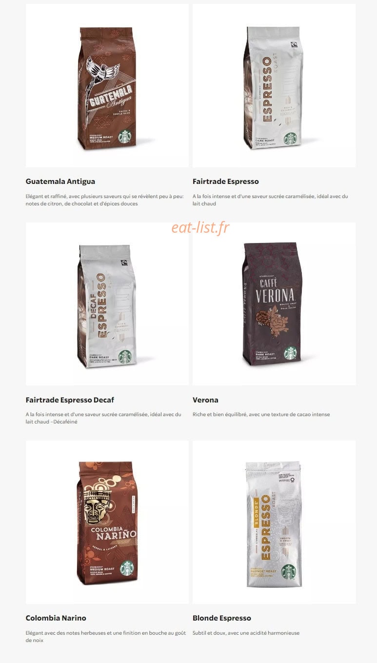 Starbucks Coffee — carte page 26