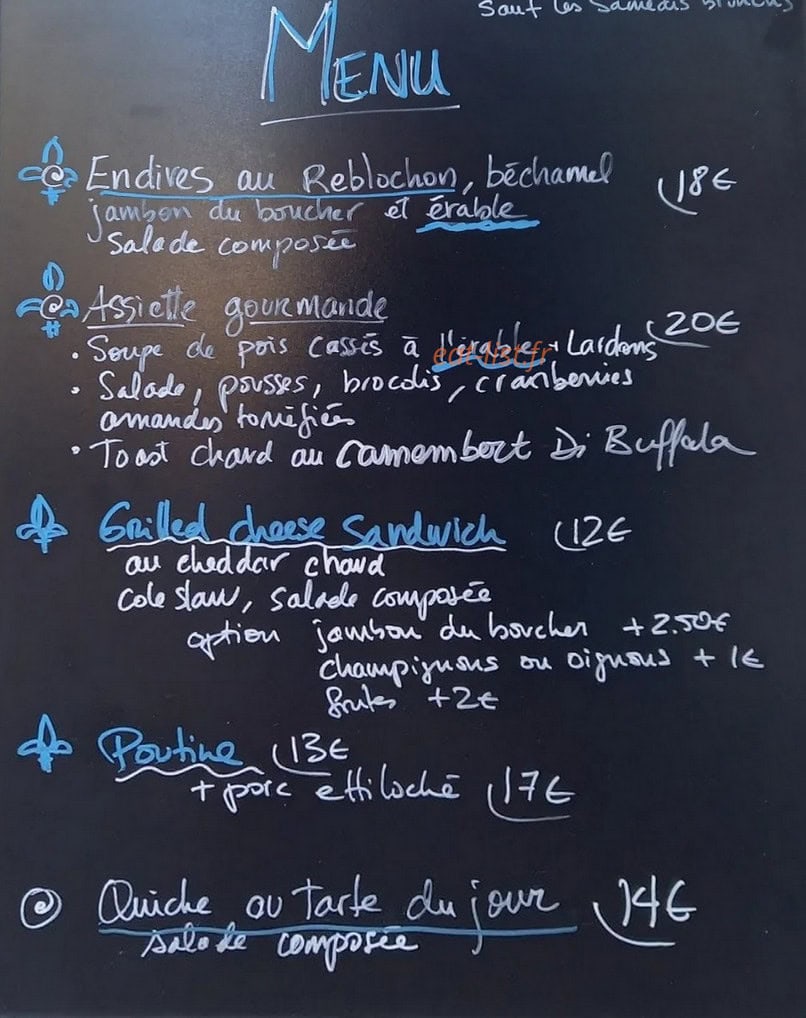 Caribou Café de Village — carte page 1