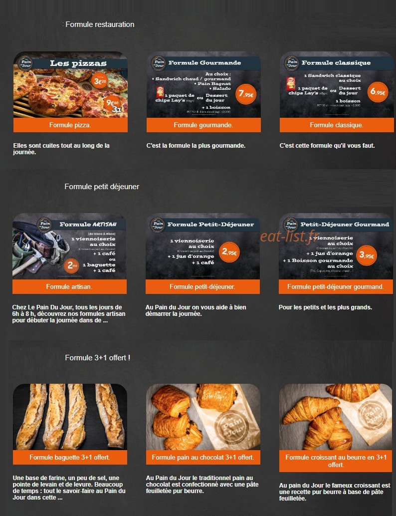 Le Pain du Jour — carte page 7