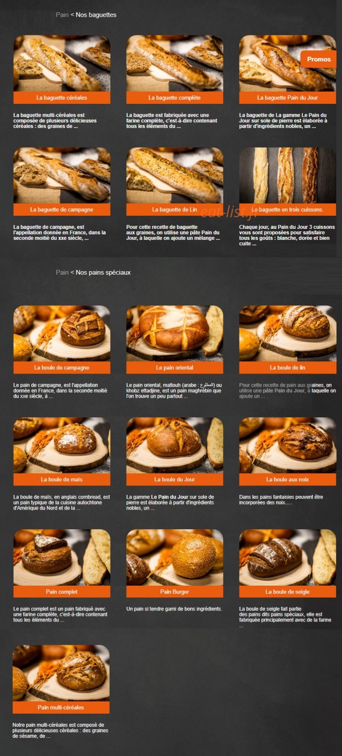 Le Pain du Jour — carte page 2