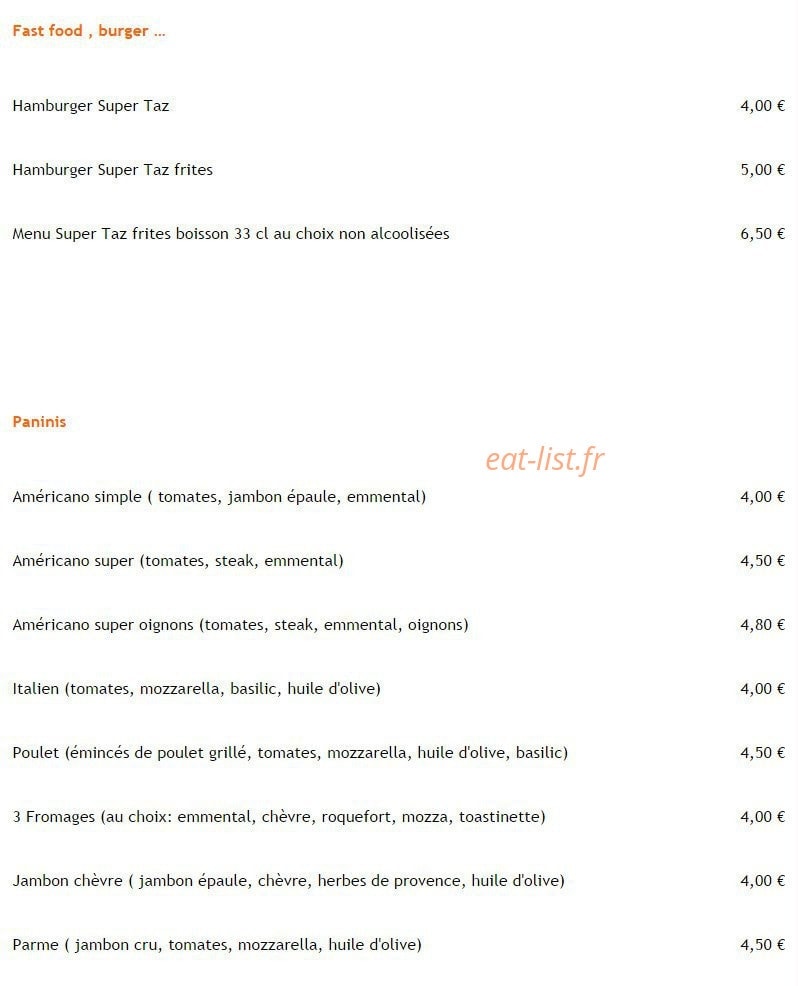 Le Taz's — carte page 6