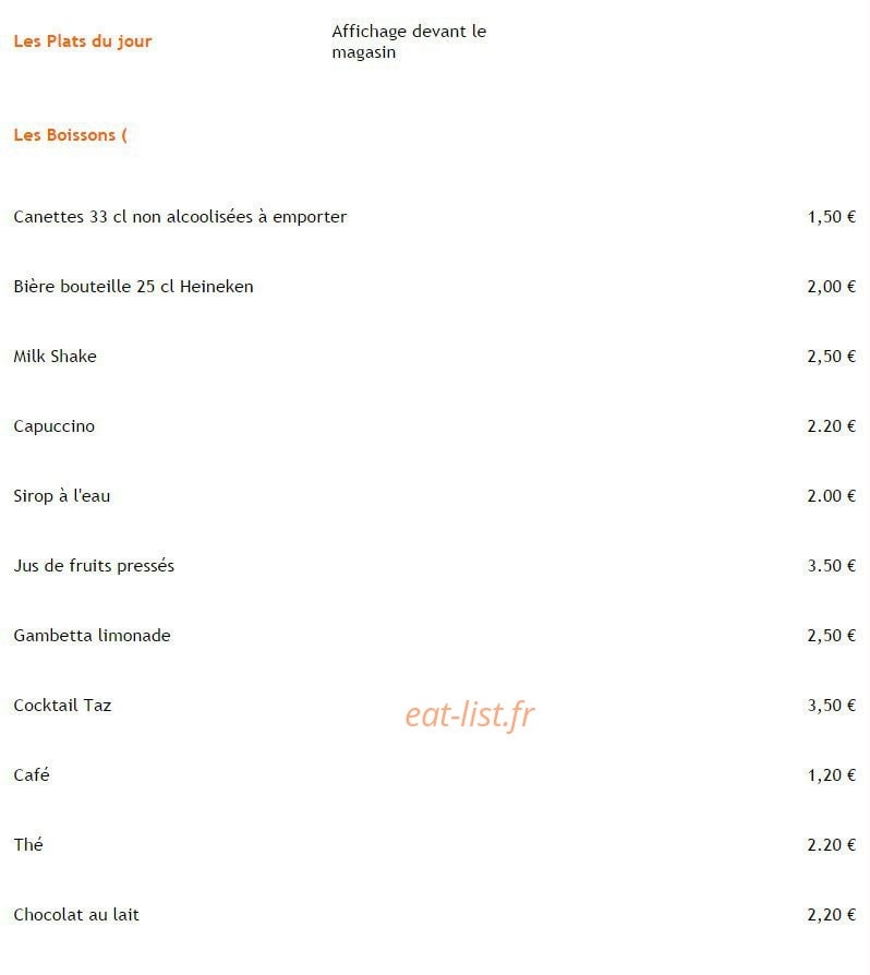 Le Taz's — carte page 9