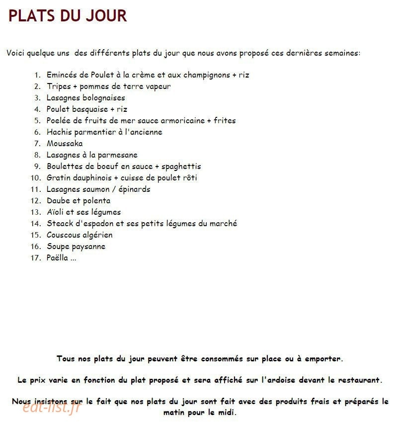 Le Taz's — carte page 12