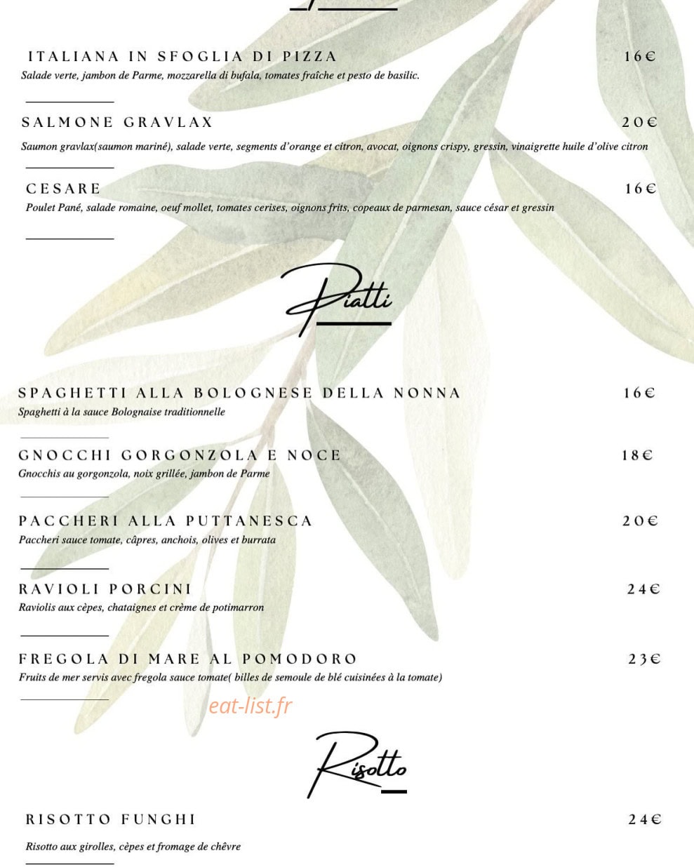 Osteria dei Sapori — carte page 3