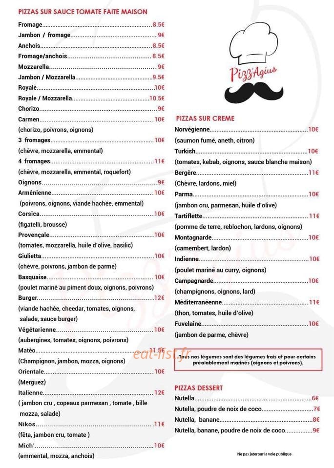 Pizz'Agius — carte page 1