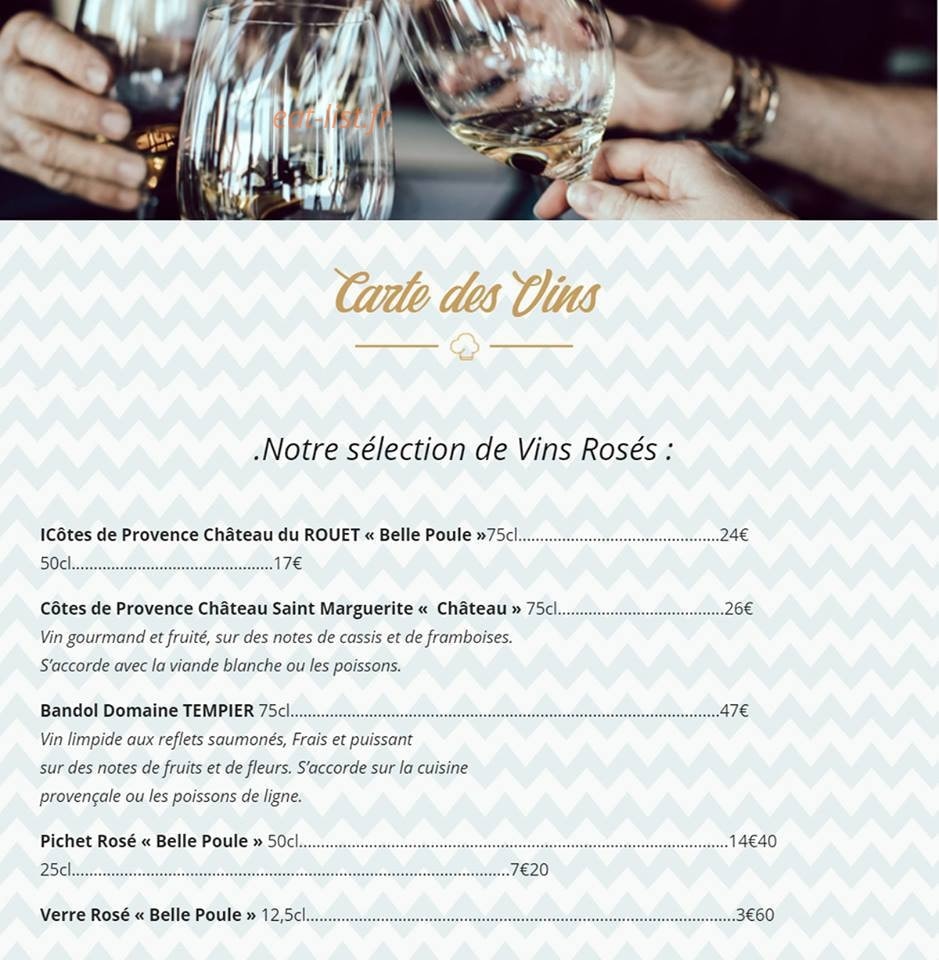 Carte et menu de Aux Bons Sens à Saint Victoret — vins rosés