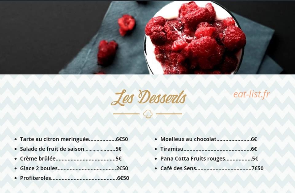 Carte et menu de Aux Bons Sens à Saint Victoret — desserts