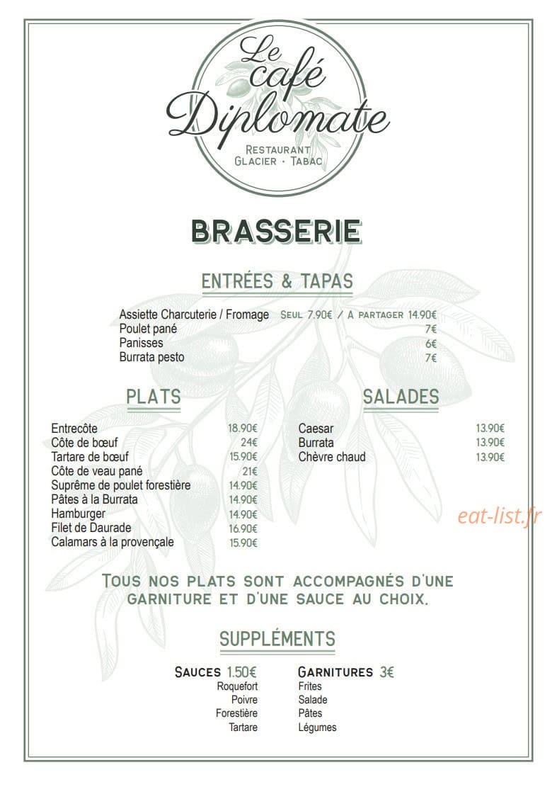 Le Café Diplomate — carte page 1