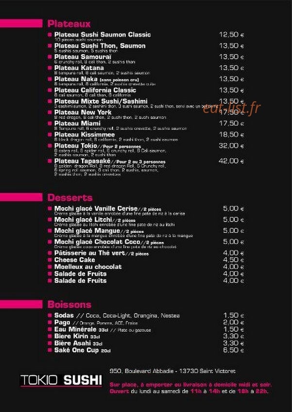 Tokio Sushi — carte page 4