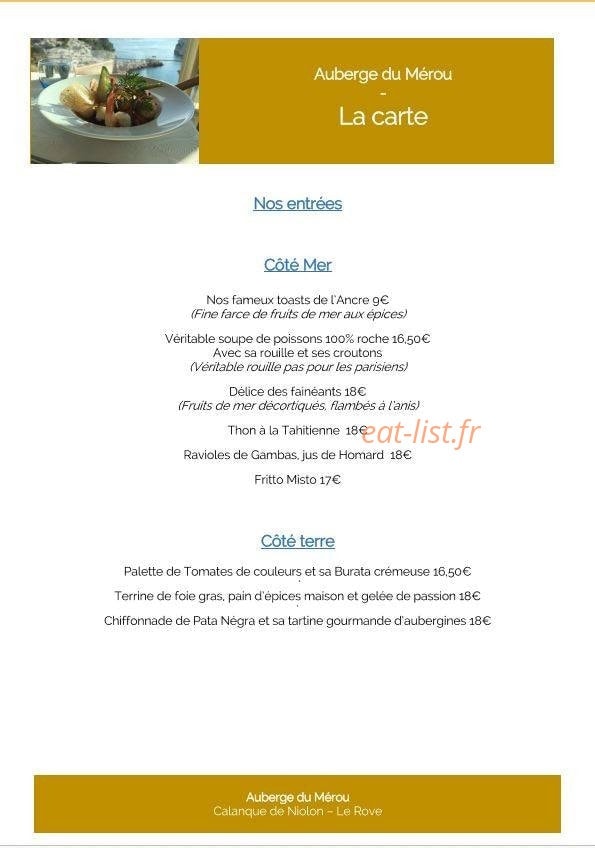 Auberge du Mérou — carte page 1