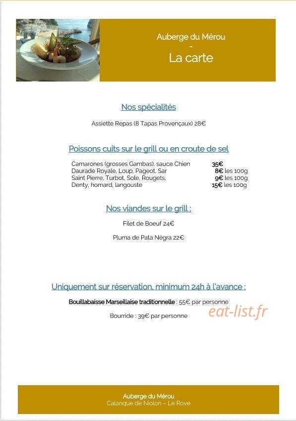 Auberge du Mérou — carte page 3