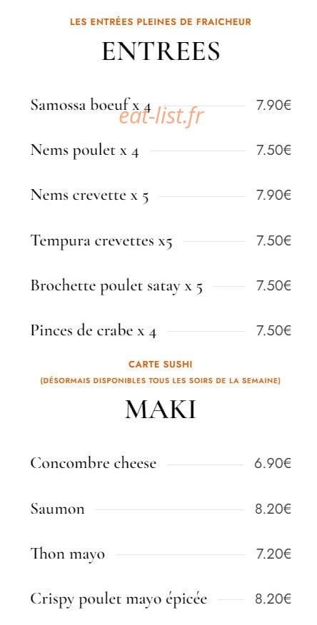 Le Mei Asian Food — carte page 1