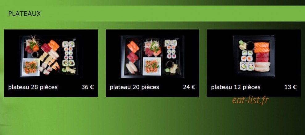 Carte et menu de Kana Sushi à Saint Cannat — Les plateaux